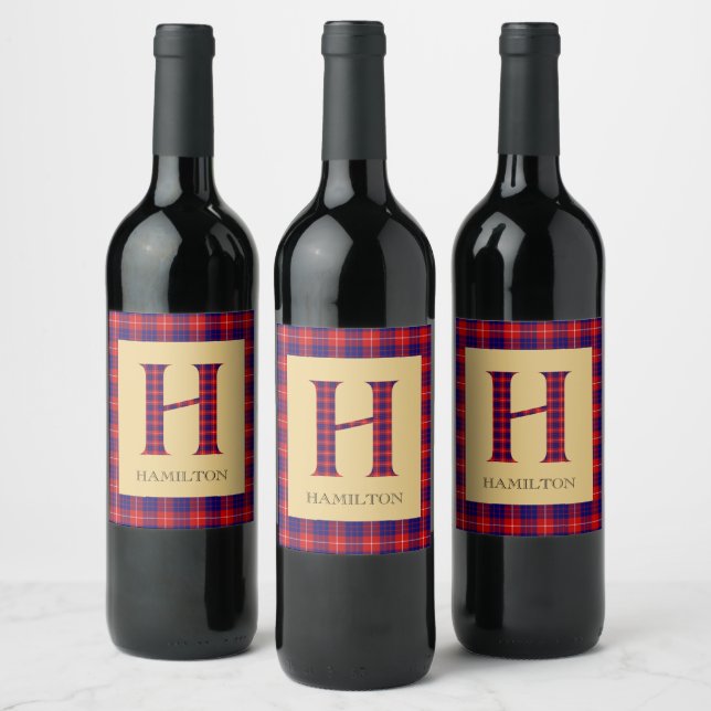 Hamilton Tartan Monogram H Vinflaska Etikett (Flaskor)