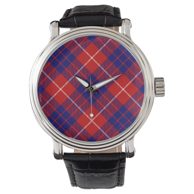 Hamilton tartan Red Blue lila plaid Armbandsur (Framsida)