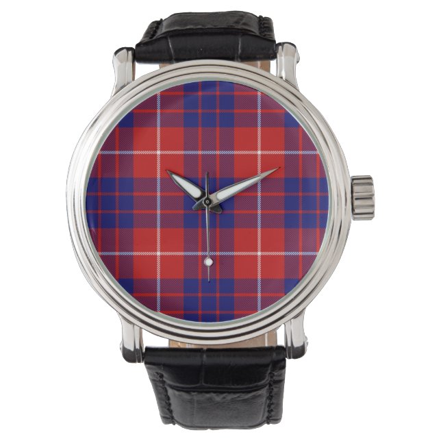 Hamilton tartan Red Blue lila plaid Armbandsur (Framsida)