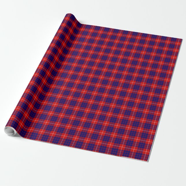 Hamilton tartan Red Blue lila plaid Presentpapper (Utrullad)