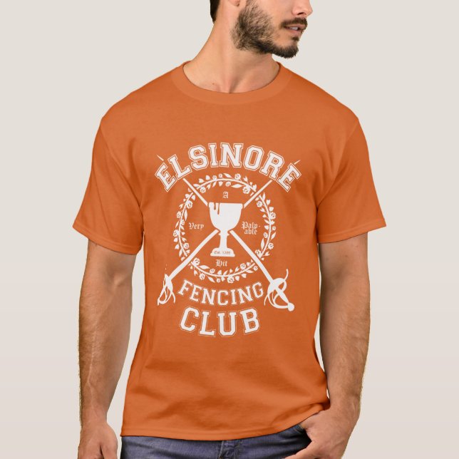 Hamlet Andrew Scott wore this Elsinore Fencing Clu T Shirt (Framsida)