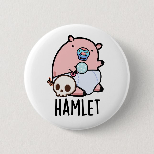 Hamlet Funny Shakepear Baby Pig Pun Knapp (Framsida)
