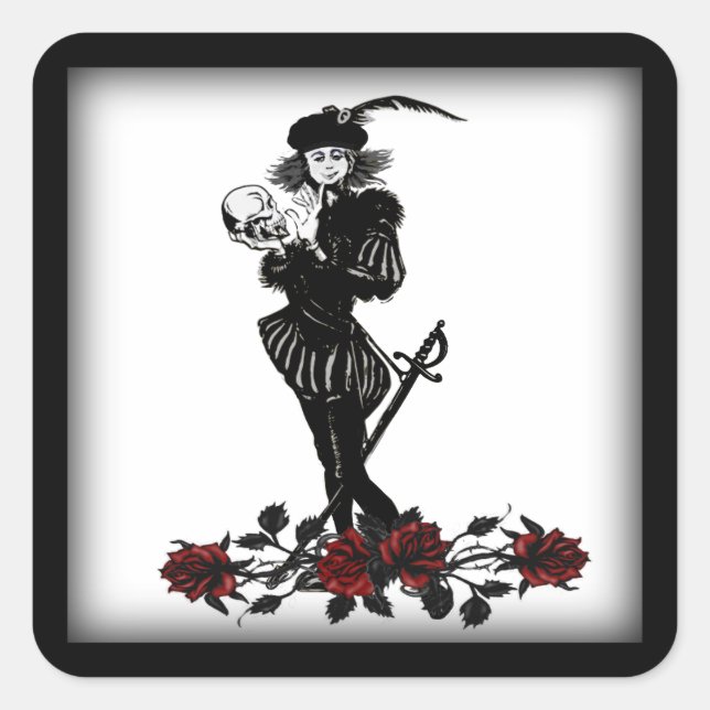 Hamlet Fyrkantigt Klistermärke (Framsida)
