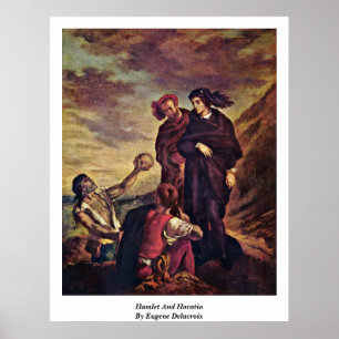 Hamlet och Horatio av Eugene Delacroix Poster