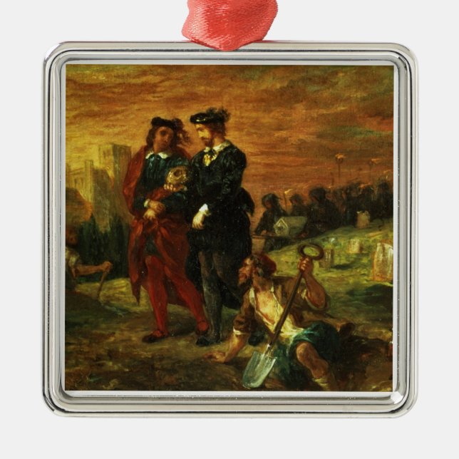 Hamlet och Horatio i kyrkogården, 1859 (olja på c Julgransprydnad Metall (Framsidan)