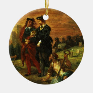 Hamlet och Horatio i kyrkogården, 1859 (olja på Julgransprydnad Keramik
