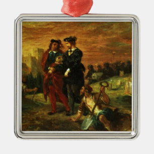 Hamlet och Horatio i kyrkogården, 1859 (olja på Julgransprydnad Metall