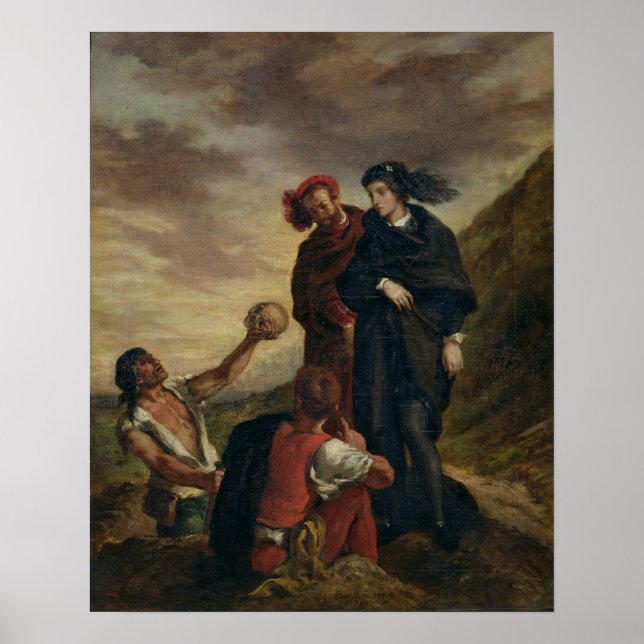 Hamlet och Horatio i kyrkogården Poster (Framsidan)