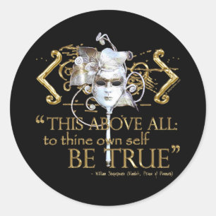 Hamlet ’own be true’ Quote (Guld Version) Runt Klistermärke