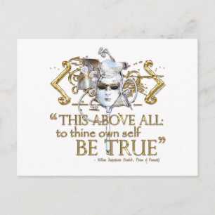 Hamlet ’own be true’ Quote (Guld Version) Vykort