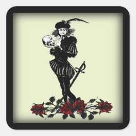 Hamlet The Bard Limegrön Fyrkantigt Klistermärke