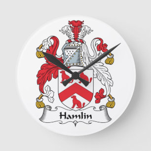 Hamlin familjvapensköld rund klocka