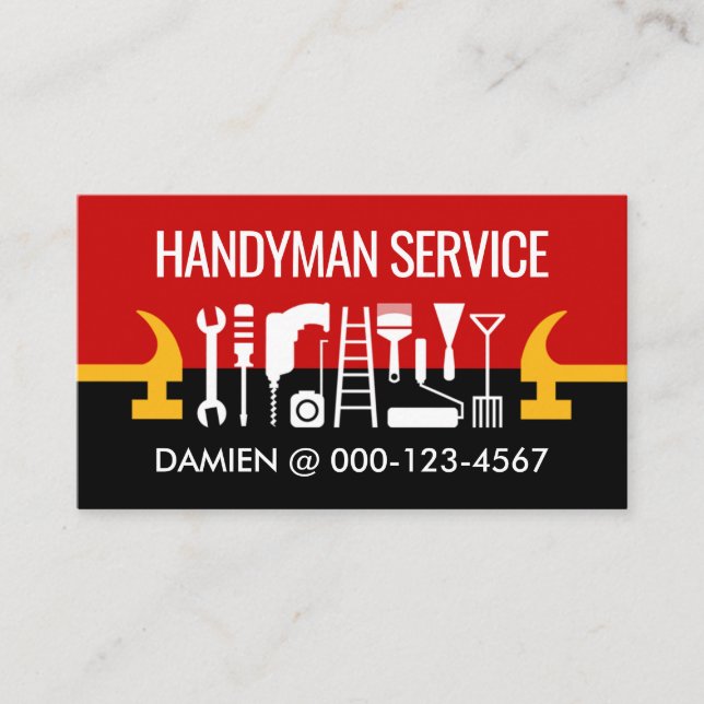 Hammare Handyman Reparation Verktyg Fix-It Visitkort (Framsida)