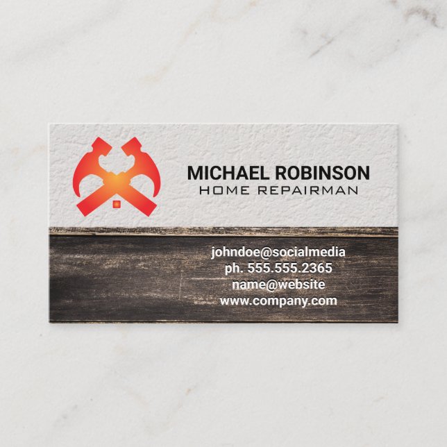 Hammare och hem | Väggvirke Visitkort (Framsida)