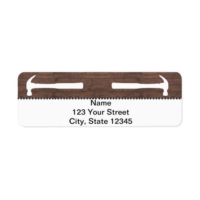 Hammare och Nagel Construction Returadress Etikett (Framsidan)