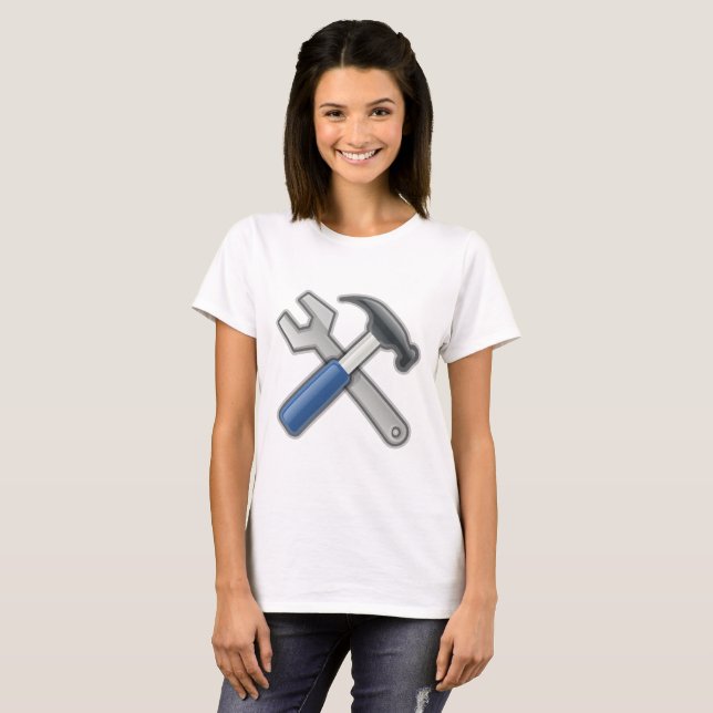 Hammare och skiftnyckel t-shirt (Hel framsida)