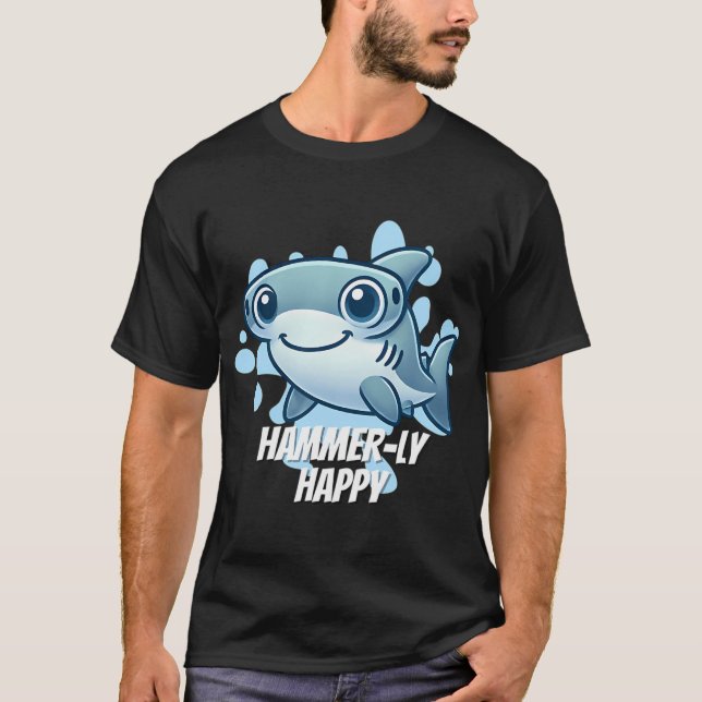 Hammarmynnad haj glad t shirt (Framsida)