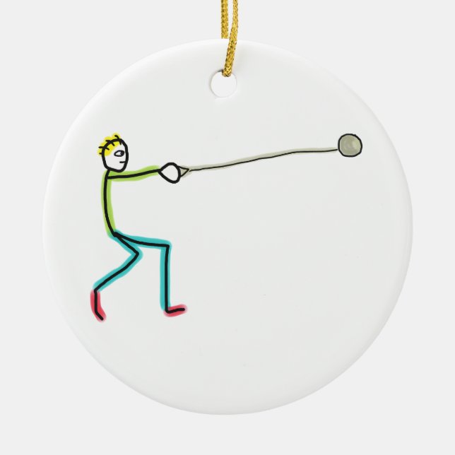 Hammarslingande Stickman Julgransprydnad Keramik (Framsidan)