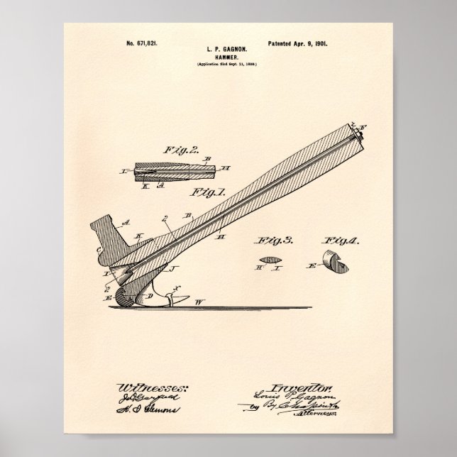 Hammer 1901 Patent Art Old Peper Poster (Framsidan)