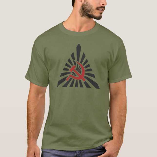 Hammer and Sickle - Communism Symbol Military T Shirt (Framsida)