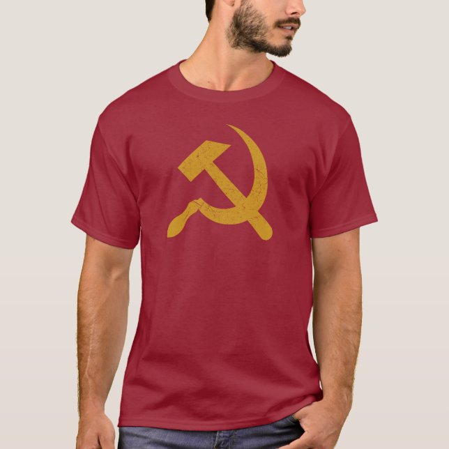 Hammer and Sickle - Communism Symbol Red T Shirt (Framsida)