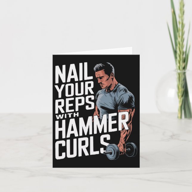 Hammer Curls Bodybuilding Fitness Workout Gym Kort (Framsida)