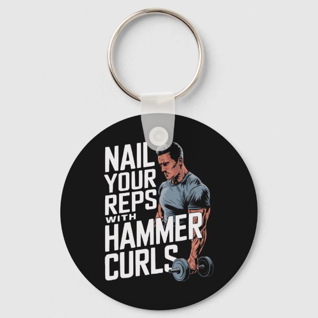 Hammer Curls Bodybuilding Fitness Workout Gym Nyckelring (Framsida)