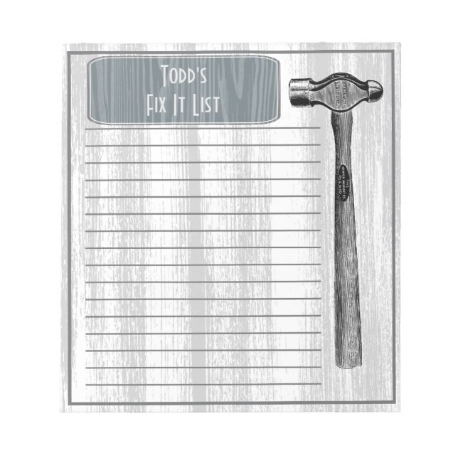 Hammer Fix It Chore List Anteckningsblock (Framsida)