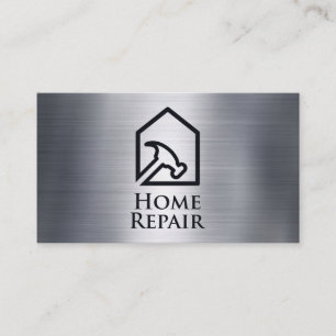 Hammer House Logotyp Metallisk bakgrund i Strukt Visitkort
