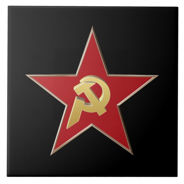 Hammer och sickle i den röda stjärnan kakelplatta (Framsidan)