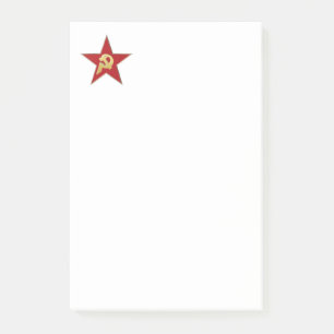 Hammer och sickle i den röda stjärnan post-it block