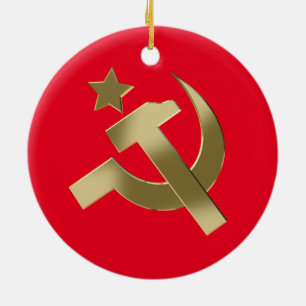 Hammer och sickle julgransprydnad keramik