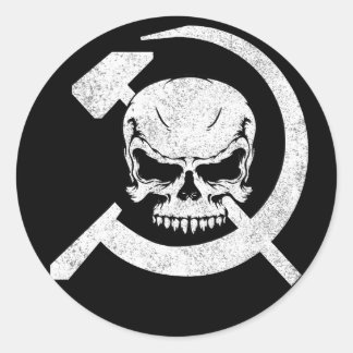 Hammer och Sickle med Skull Runt Klistermärke