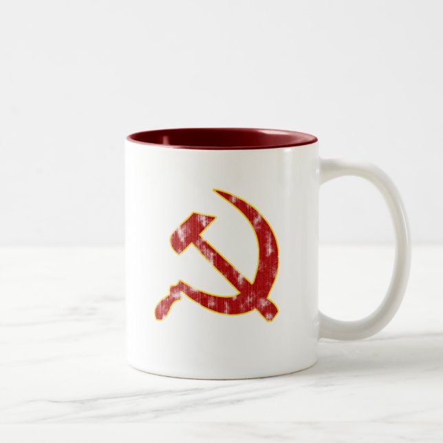 Hammer och Sickle (utslitet) Två-Tonad Mugg (Höger)