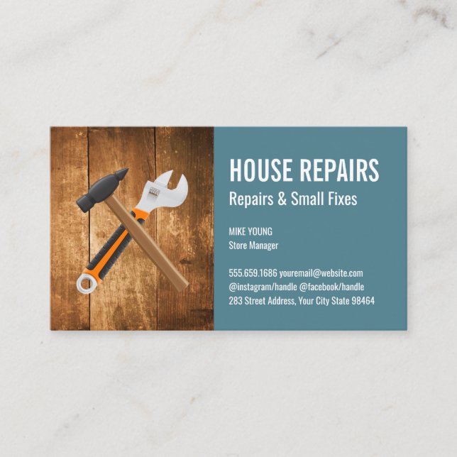 Hammer och Wrench | Bygg Tidsbeställning Kort (Framsida)