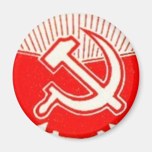 Hammer, Sickle och Red Flaggor Magnet (Framsidan)