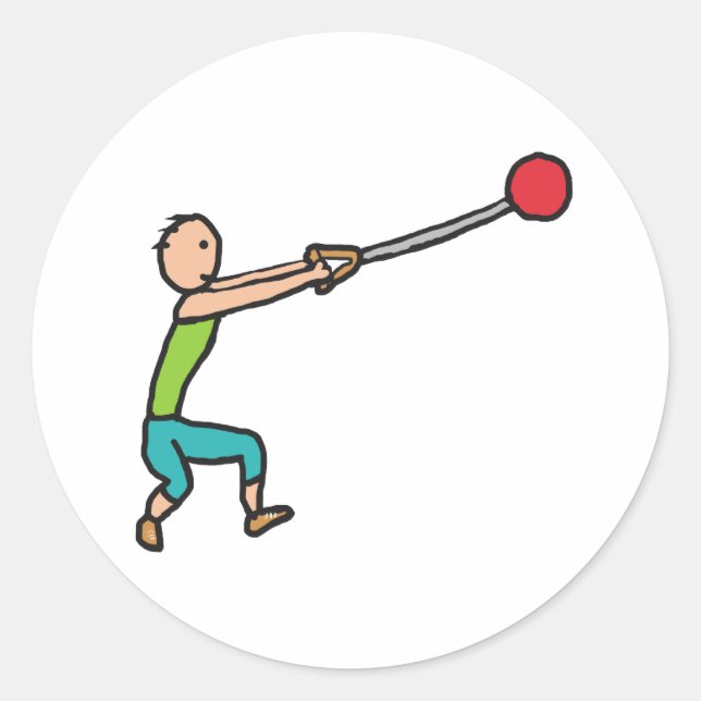 Hammer Throw Runt Klistermärke (Framsida)