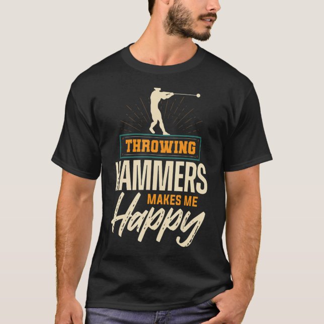 Hammer Throw Thrower Track Fält Ap genom Lycklig g T Shirt (Framsida)