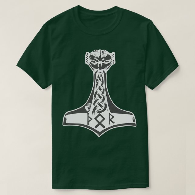 Hammer Thunder God Runes Nordic Gods Donar Rune T Shirt (Design framsida)