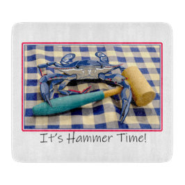 Hammer Time Blue Crab med Hammer på Gingham