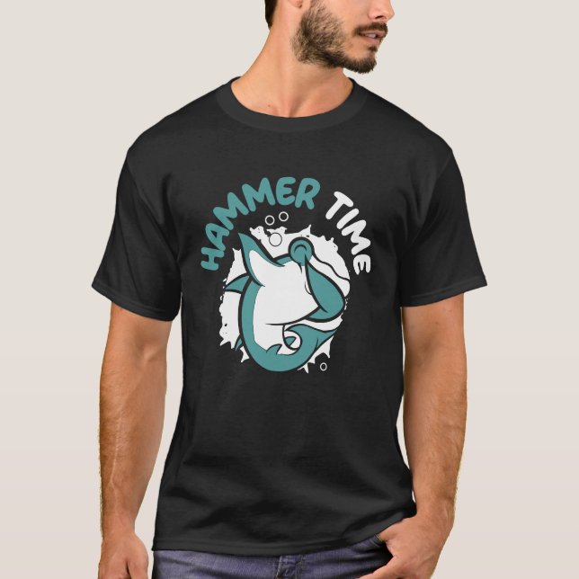 Hammer Time Shark Animal Lover Marine Biolog T Shirt (Framsida)