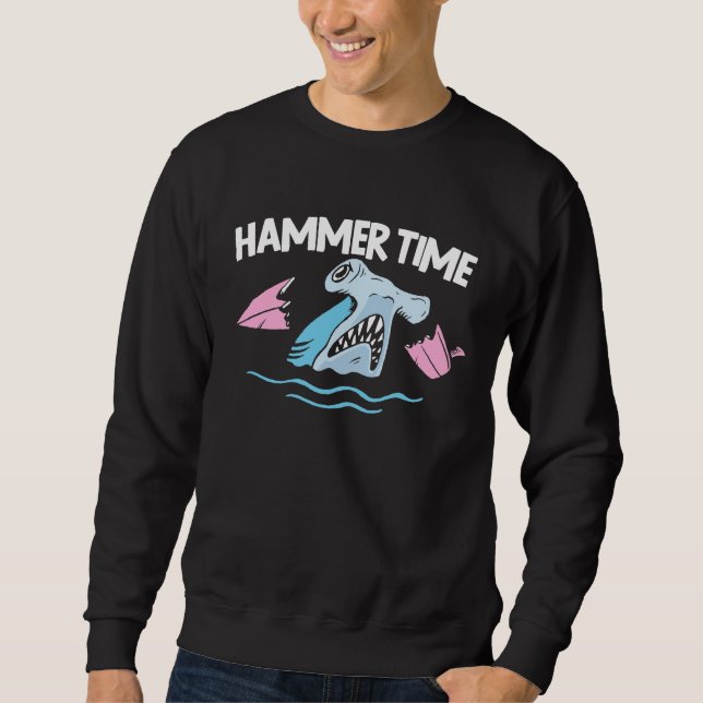Hammer Time Shark Animal Lover Marine Biologist 1 Lång Ärmad Tröja (Framsida)