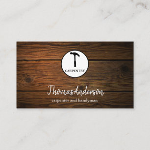 Hammer Wooden Carpenter Construction Visitkort
