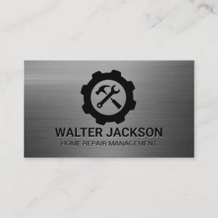 Hammer Wrench Gear Logotyp Reparationer Visitkort
