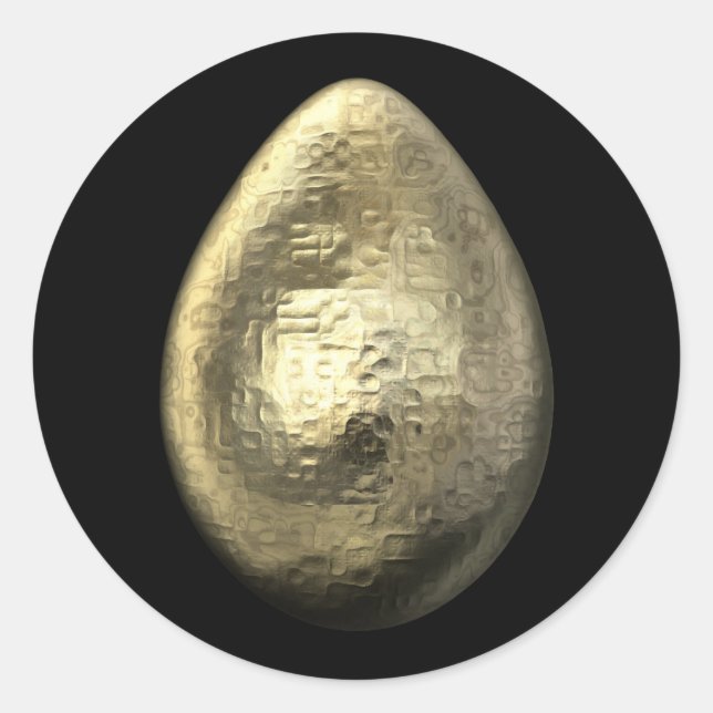 Hammered Guld Egg Runt Klistermärke (Framsida)