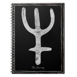 Hammered silver-stiliserad planet Neptune-symbol Anteckningsbok