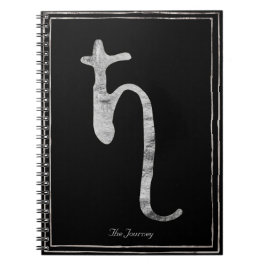 Hammered silver stilized planet Saturn-symbol Anteckningsbok