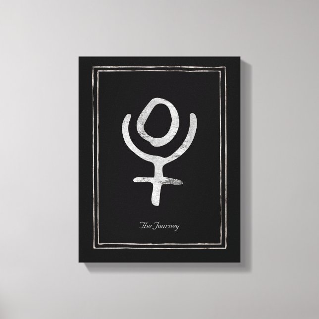 Hammered silver stilized Pluto-planetsymbol Canvastryck (Framsida)