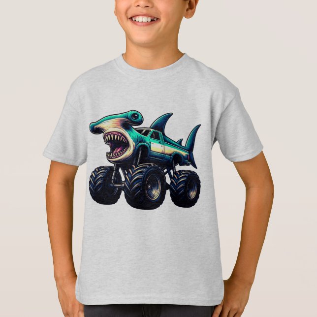 Hammerhaj Monster Truck T Shirt (Framsida)