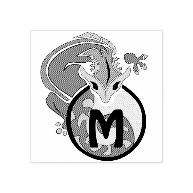 Hammerhead Salamander Monogram Stämpel (Tryck)